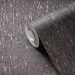 Wallpaper Ash Slate, anthracite woven fibre texture with metallic glints