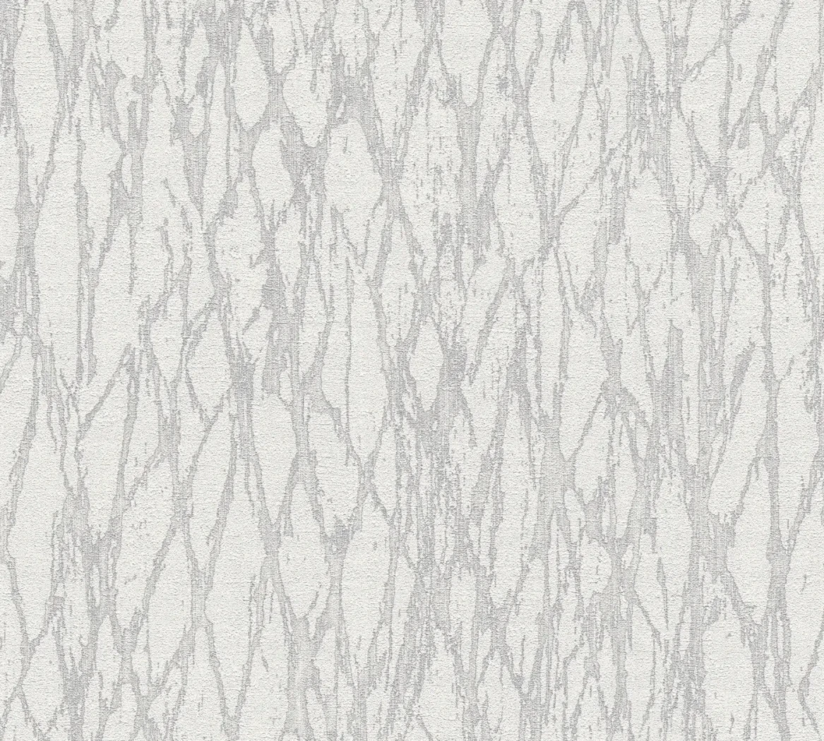 Wallpaper Veiled Mercury, fine silver branching lines on light grey