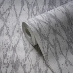 Wallpaper Veiled Mercury, fine silver branching lines on light grey