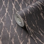 Wallpaper Ash Cement, crackled gold network on dark grey