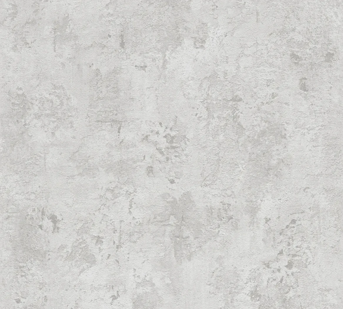 Wallpaper Pale Zinc, light grey hand-trowelled concrete texture