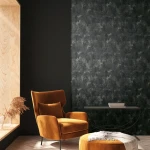 Wallpaper Deep Chrome, dark grey concrete with gold glints