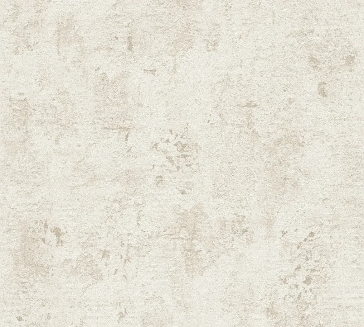 Wallpaper Veiled Shell, cream patinated plaster effect with beige patches