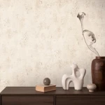 Wallpaper Veiled Shell, cream patinated plaster effect with beige patches