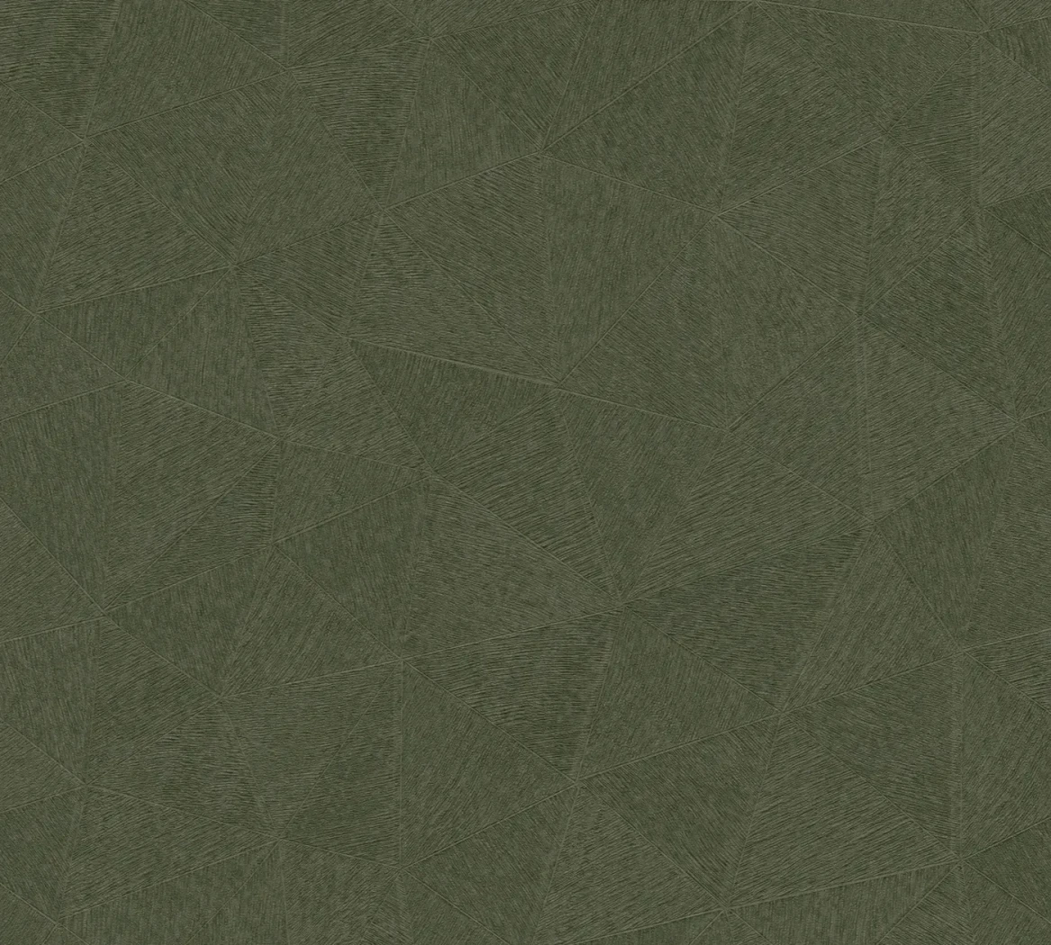 Wallpaper Deep Fir, green triangular facets with fine striations