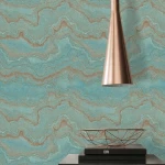 Wallpaper Soft Cement, copper-veined blue-grey marble effect
