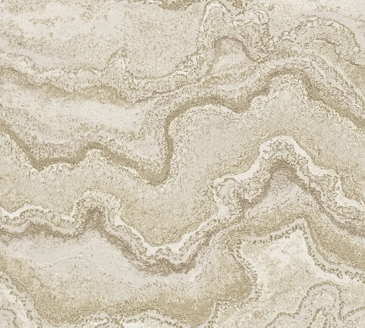 Wallpaper Veiled Vanilla, cream marble effect with gold veins