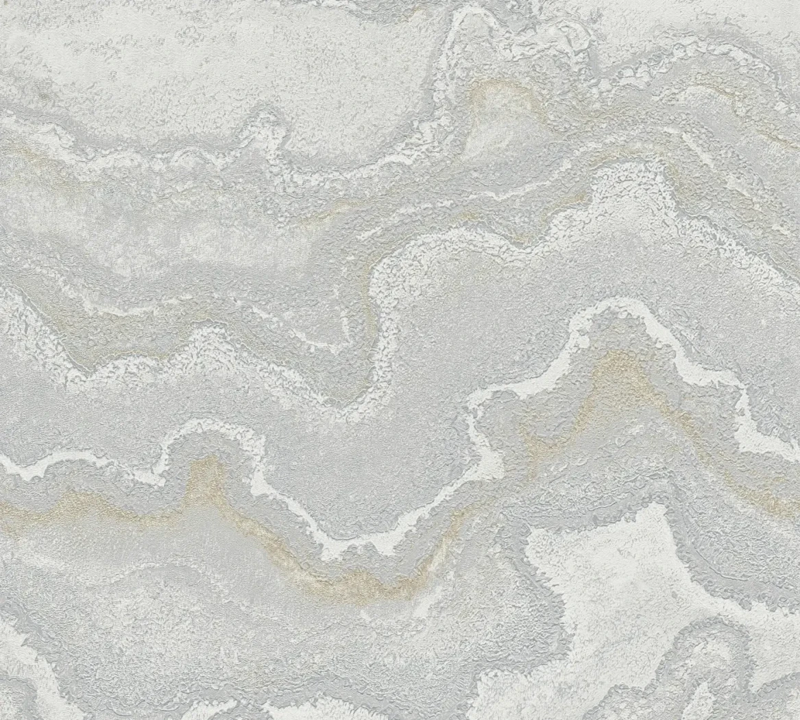 Wallpaper Veiled Nickel, pale marble effect with fine gold veins