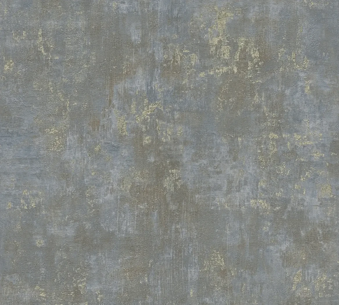 Wallpaper Soft Stone, bluish grey concrete effect with gold flecks
