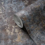 Wallpaper Soft Stone, bluish grey concrete effect with gold flecks