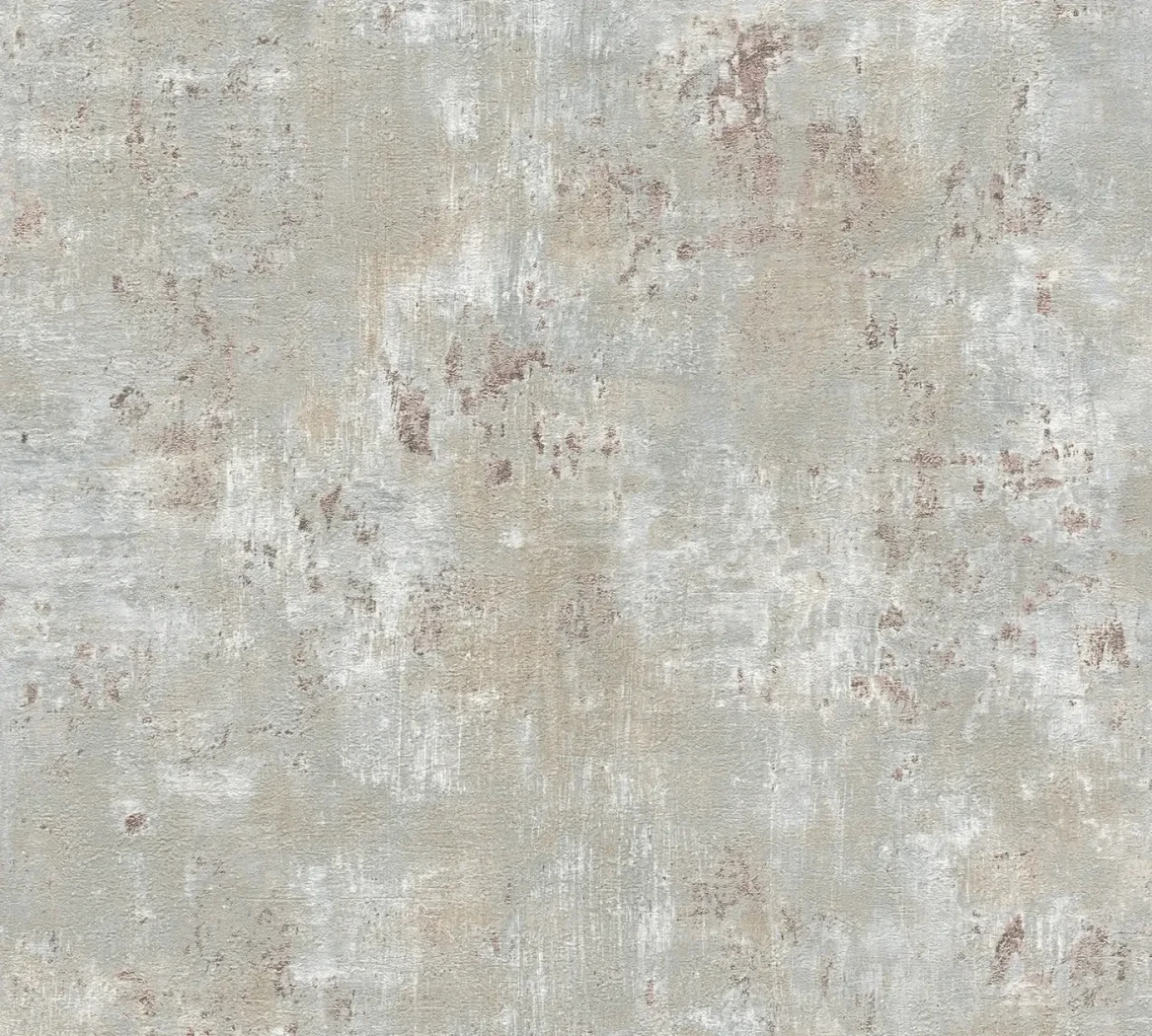 Wallpaper Veiled Rain, grey raw concrete with beige streaks and rust