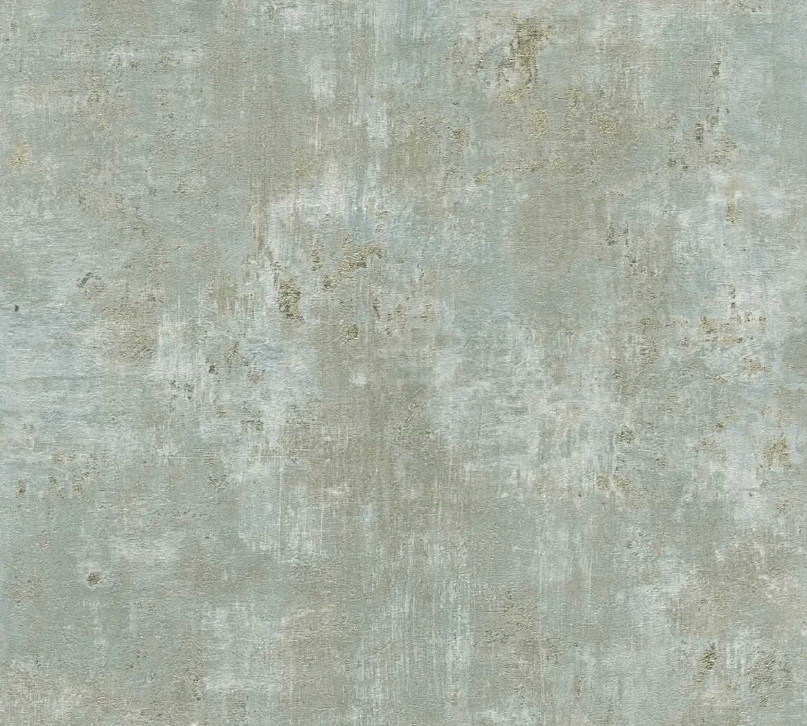 Wallpaper Soft Lead, grey-green trowelled plaster with gold flecks