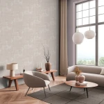 Wallpaper Pale Grey Millstone, pearl grey and beige vertical fibre texture