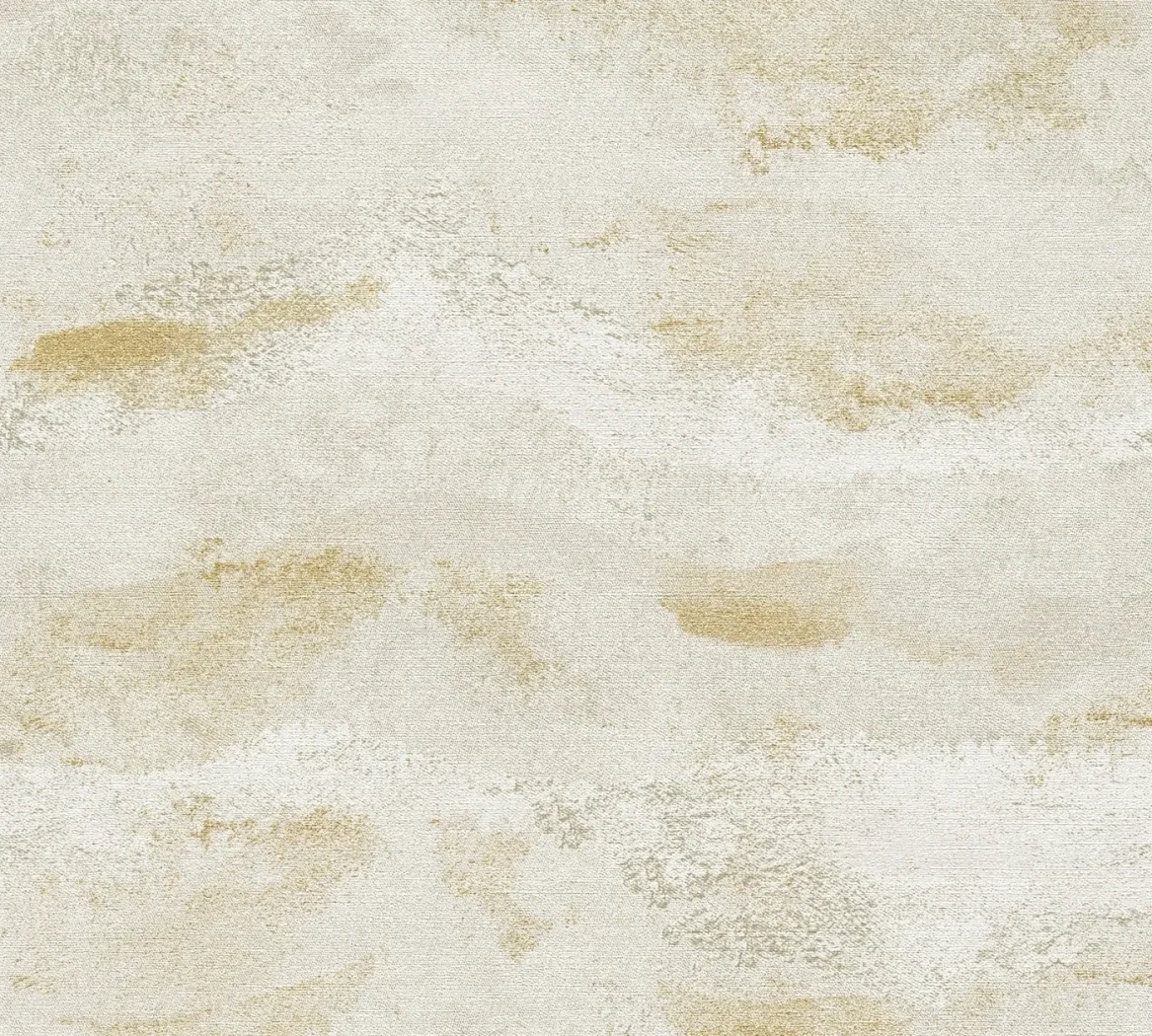 Wallpaper Veiled Semolina, cream and gold cloudy abstract washes
