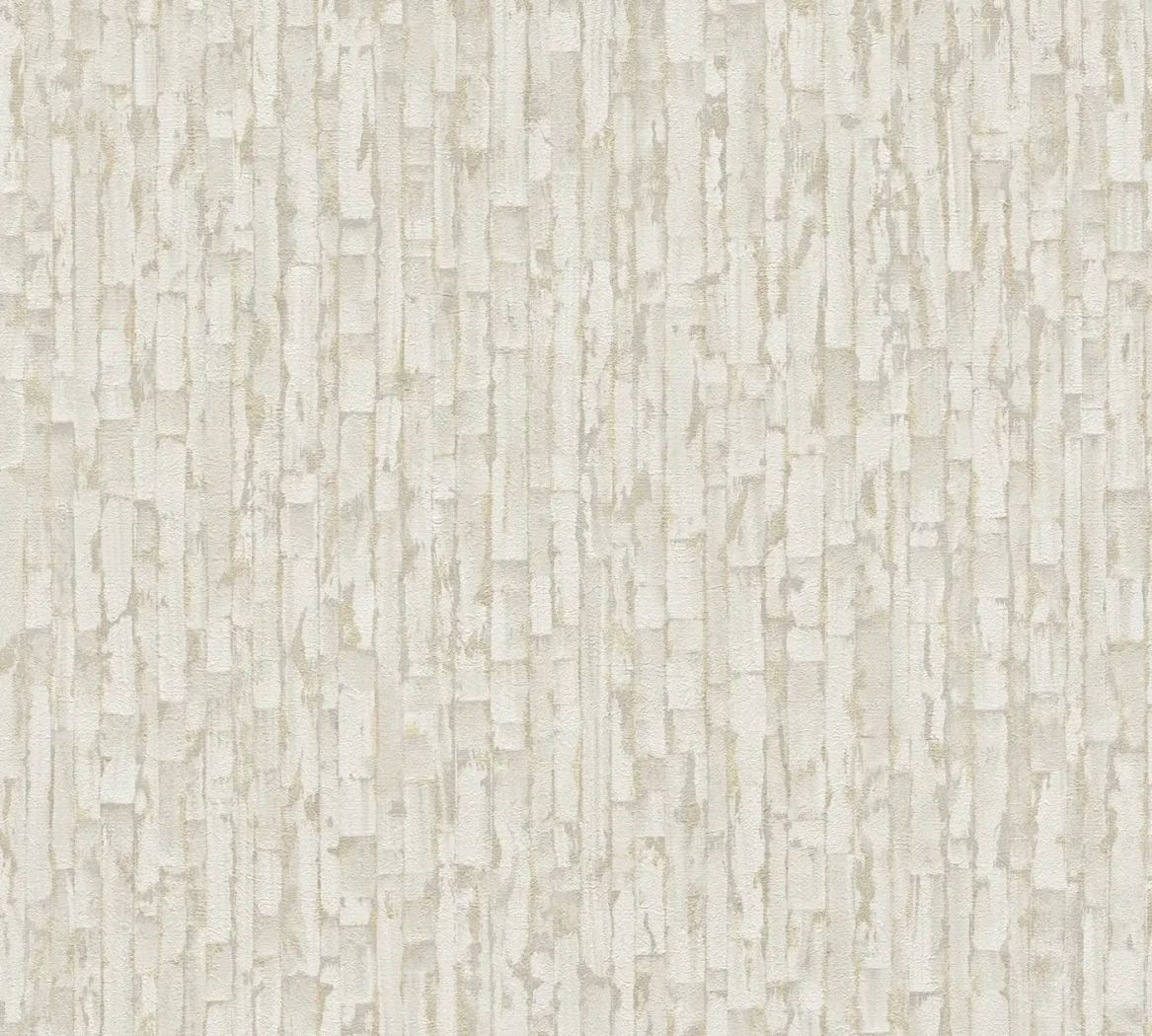 Wallpaper Veiled Butter, cream vertical bark-like strips in relief