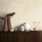 Wallpaper Veiled Butter, cream vertical bark-like strips in relief