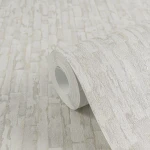 Wallpaper Veiled Drizzle, light beige-grey brushed wood boards with gold lines