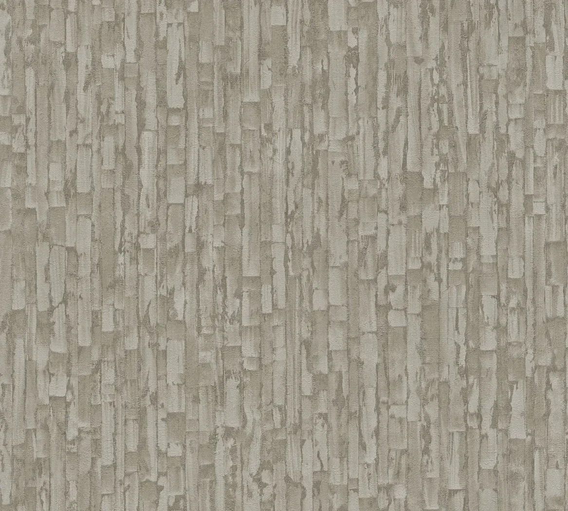 Wallpaper Soft Cumin, taupe and beige vertical bark pattern