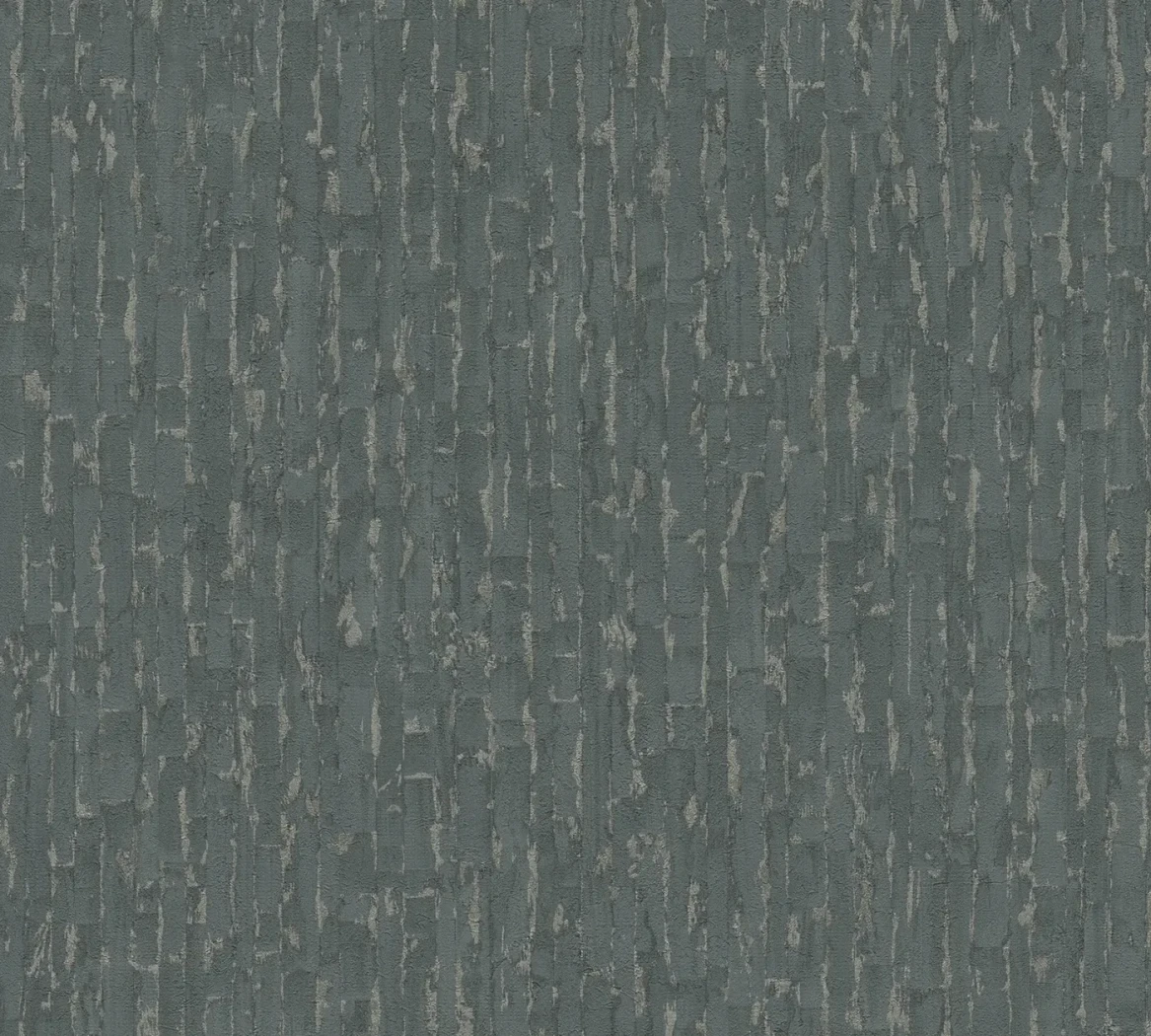 Wallpaper Ash Gravel, deep grey-green wood boards with gold lines