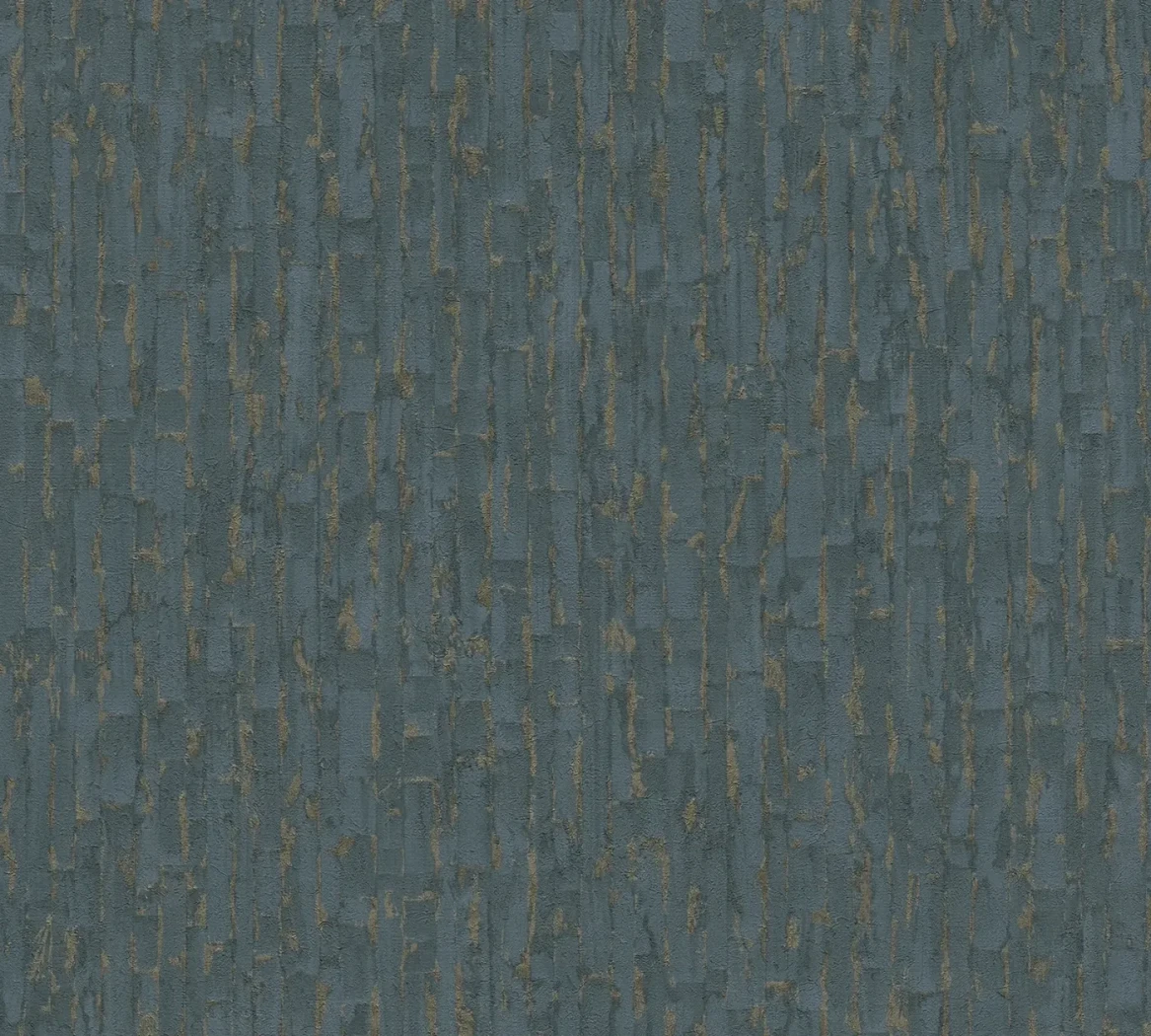 Wallpaper Ashen Navy, slate blue wood slats with gold streaks
