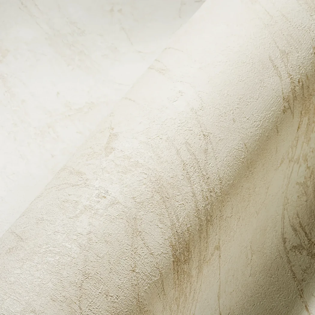 Wallpaper Soft Bamboo, warm ivory trowelled plaster with fine beige veins