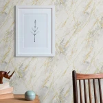 Wallpaper Pale Rain, white marble effect with grey and gold veins