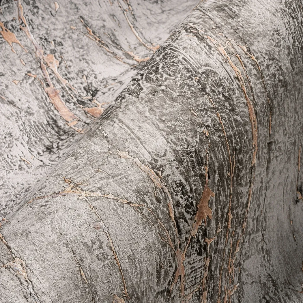 Wallpaper Ashen Saffron, grey stone with copper and rust veins