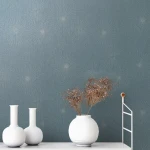 Wallpaper Soft Blue Foam, silver fan pattern on teal
