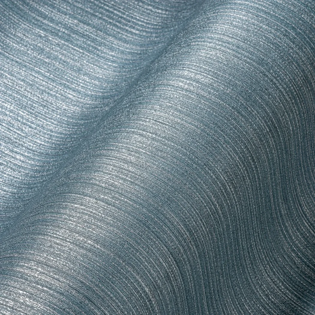 Wallpaper Misty Lavender, blue-grey ribbed weave with silver sheen