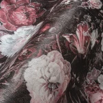 Wallpaper Raven, white and pink roses on black