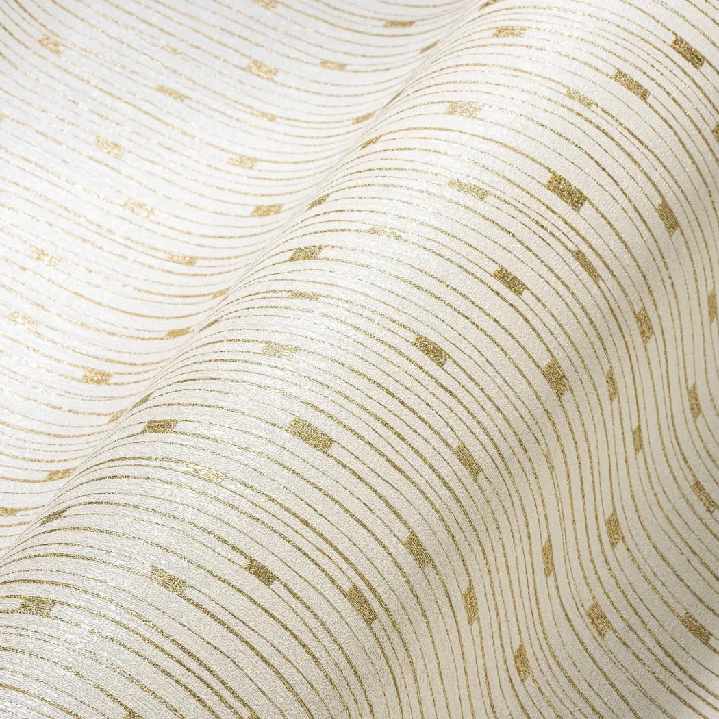 Wallpaper Soft Reed with cream stripes and gold dashes