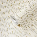 Wallpaper Soft Reed with cream stripes and gold dashes