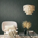 Wallpaper Deep Bark, fine gold stripes on charcoal