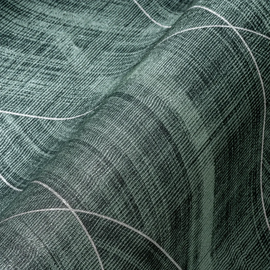Wallpaper Misty Azure, fir-green canvas with fine white arcs