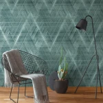 Wallpaper Misty Azure, fir-green canvas with fine white arcs