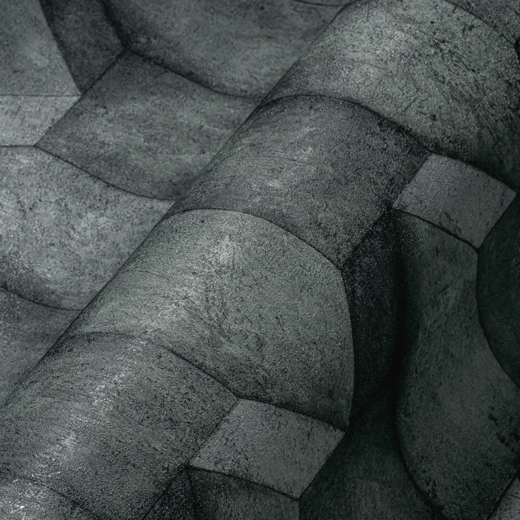Wallpaper Liquorice, black and charcoal scale pattern