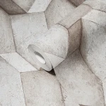 Wallpaper Pale Drizzle, grey faceted cut-stone pattern