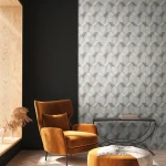 Wallpaper Pale Drizzle, grey faceted cut-stone pattern