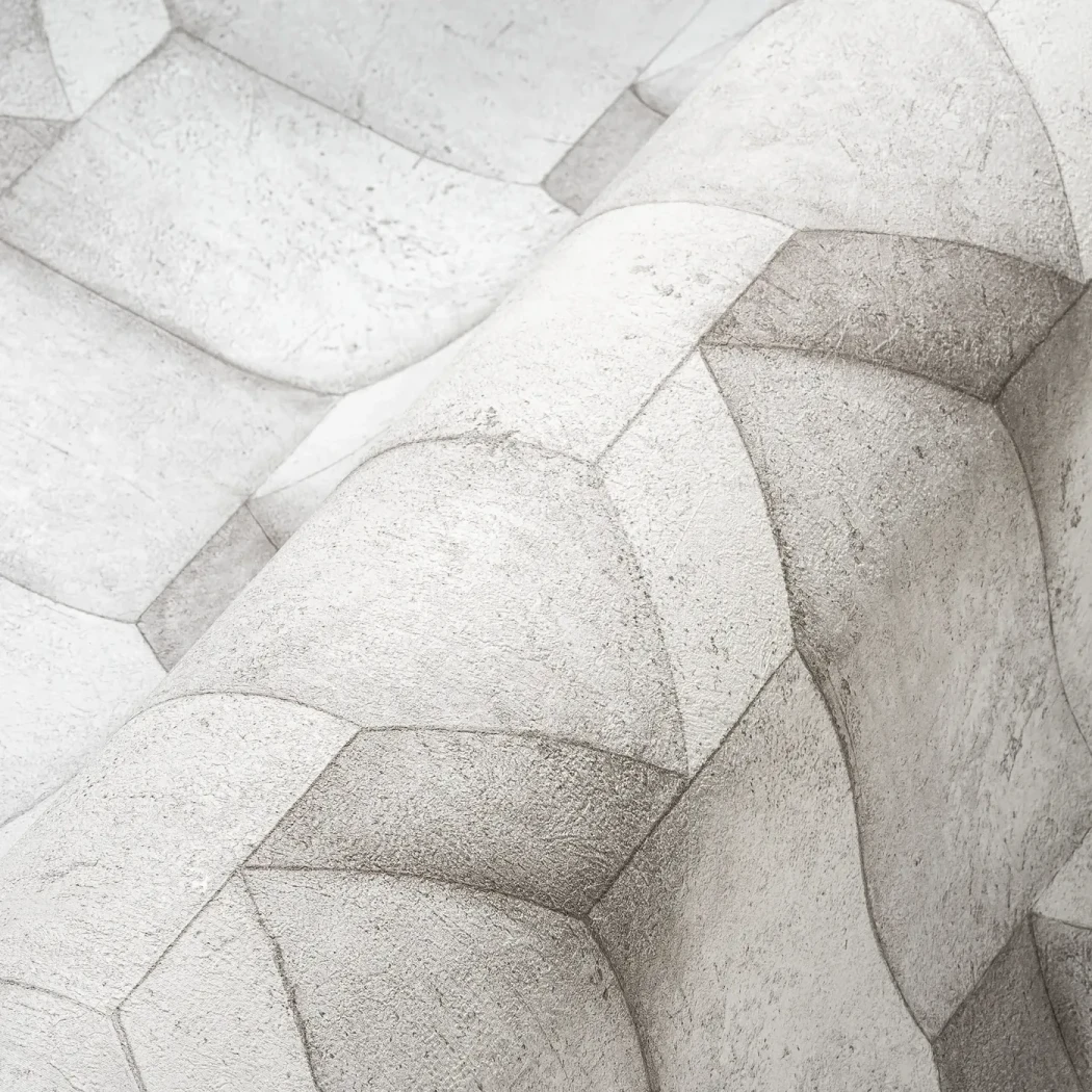 Wallpaper Soft Steel, light grey raised scale pattern