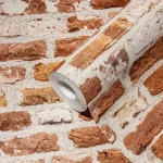 Wallpaper Veiled Parchment, cream and terracotta old brick effect