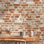 Wallpaper Veiled Parchment, cream and terracotta old brick effect