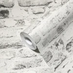 Wallpaper Soft Bark, light grey stone cladding effect