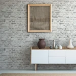Wallpaper Soft Bark, light grey stone cladding effect